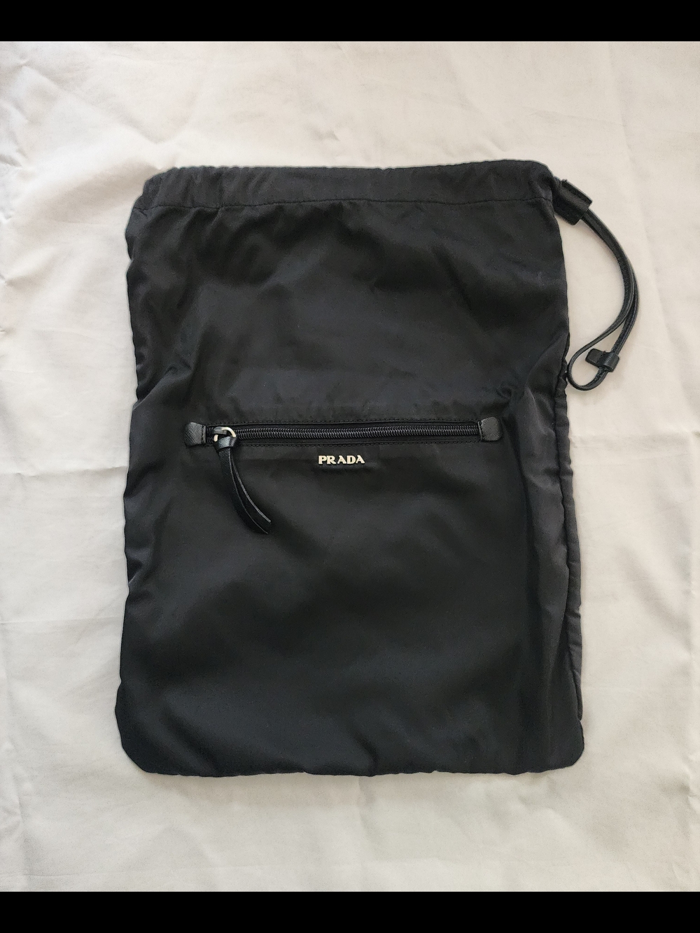 Prada Black Drawstring Pouch - Nylon Travel Bag